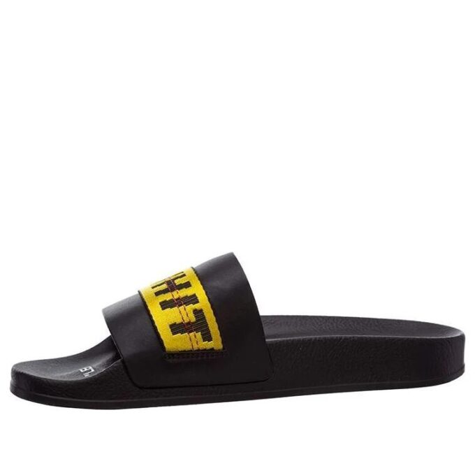 Zapatillas tipo chanclas con cinta industrial Negro/Amarillo